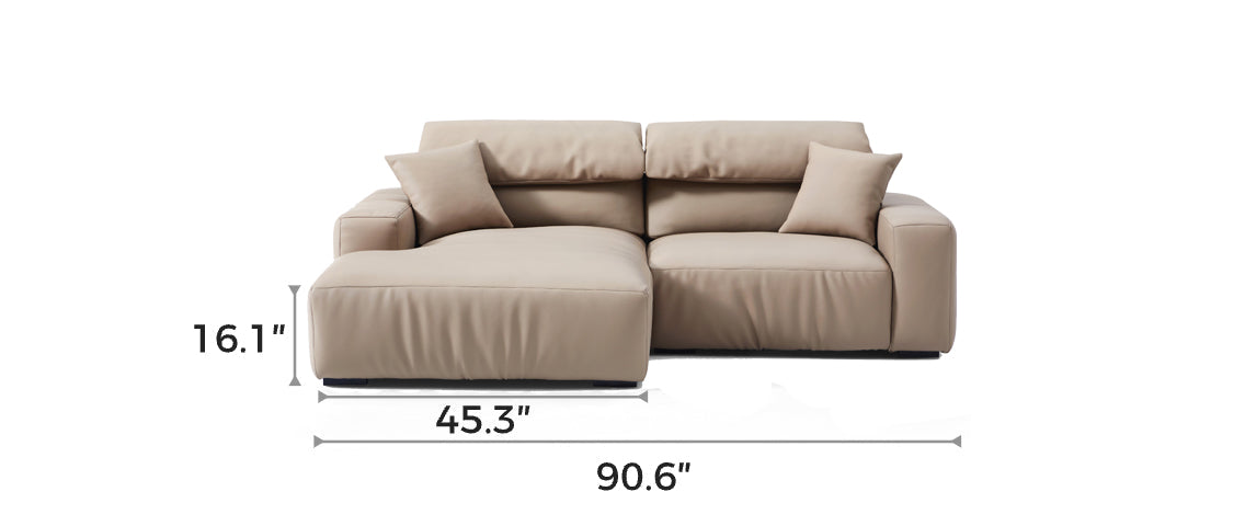 Chestnut Khaki Leather Sectional