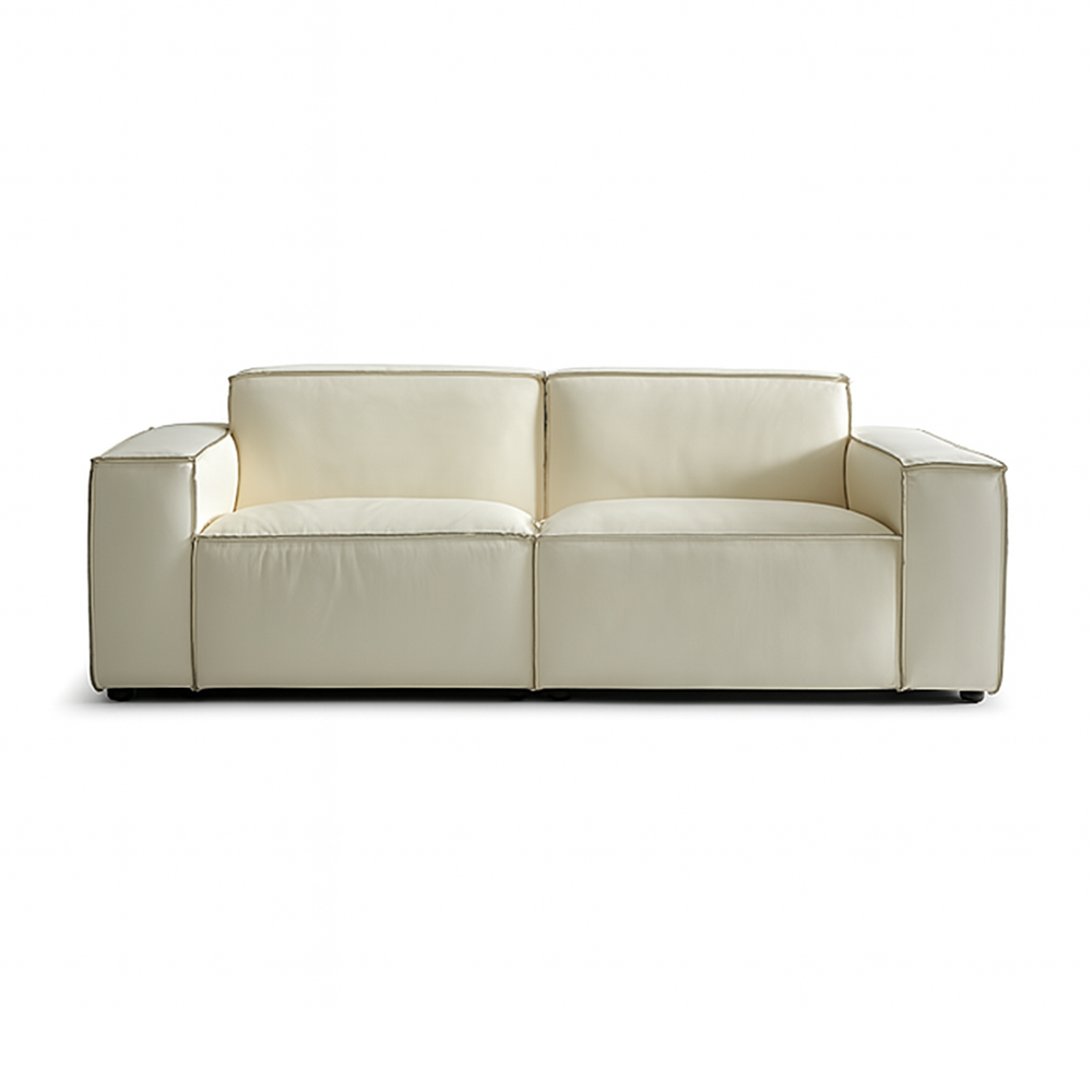 Kendall Italian Top Grain Leather Sofa-Beige-94.5"