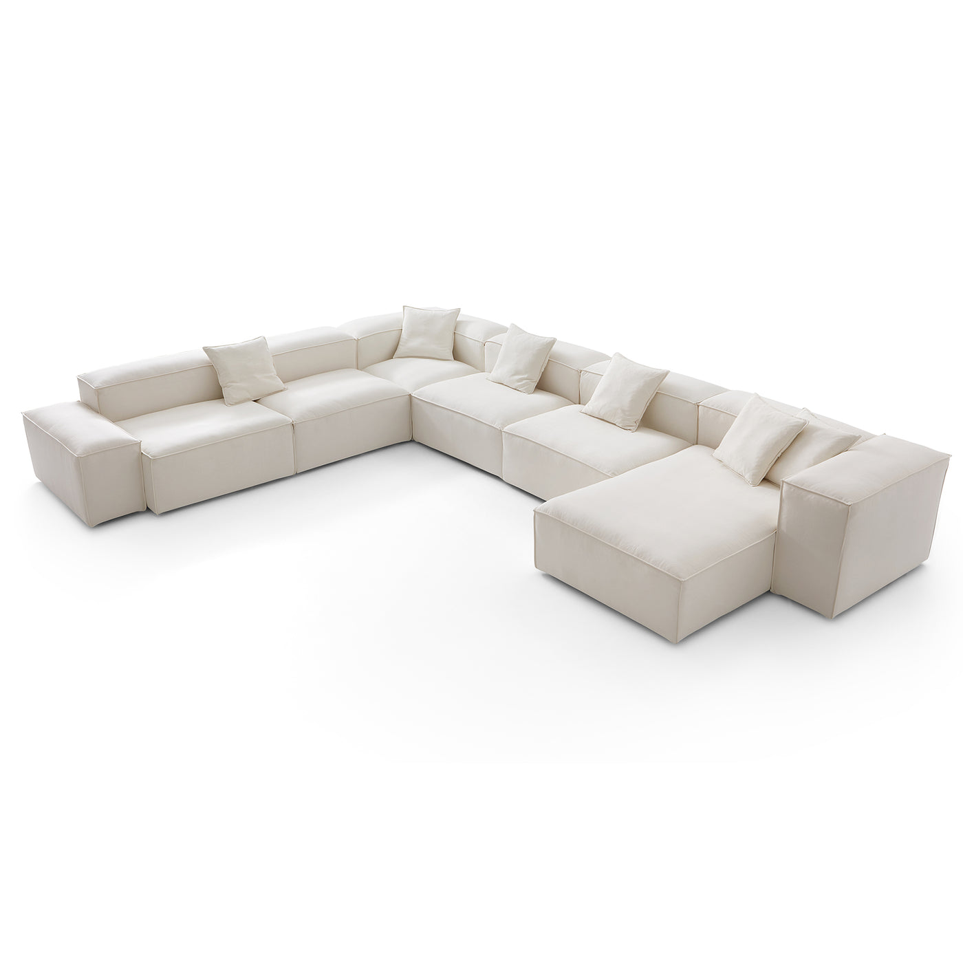 Freedom Modular Beige U Shaped Sectional Sofa-Beige-181.1"-Low & High