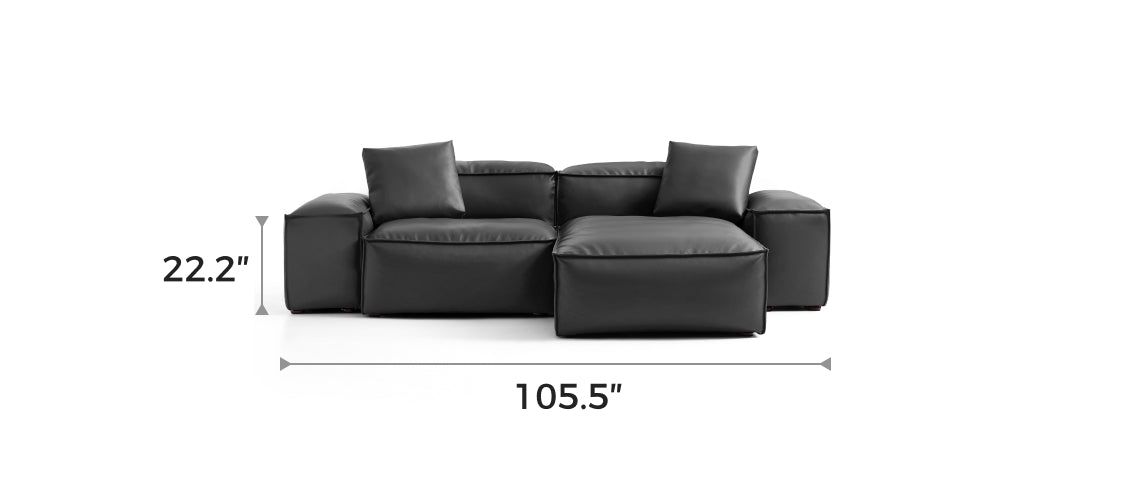 Flex Modular Black Genuine Leather Double-Sided Sectional