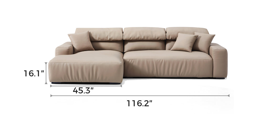 Chestnut Khaki Leather Sectional