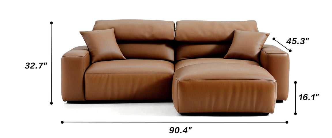 Chestnut Tan Leather Sofa and Ottoman