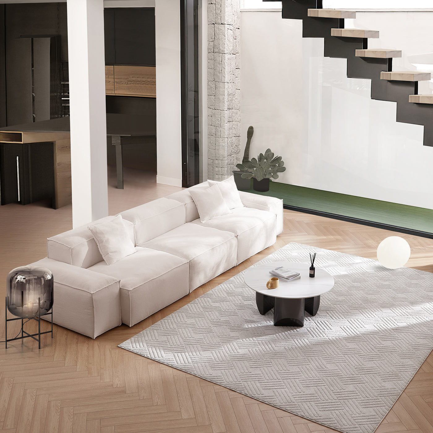 Freedom Modular Gray Sofa-Khaki