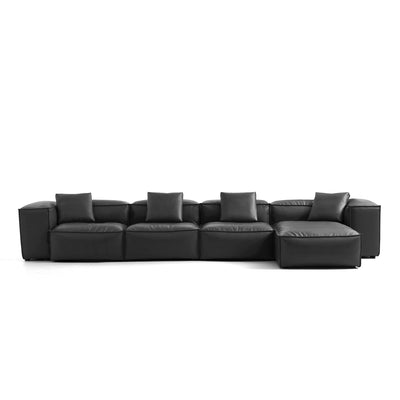 Flex Modular Black Genuine Leather Sectional-Black-180.3"-High