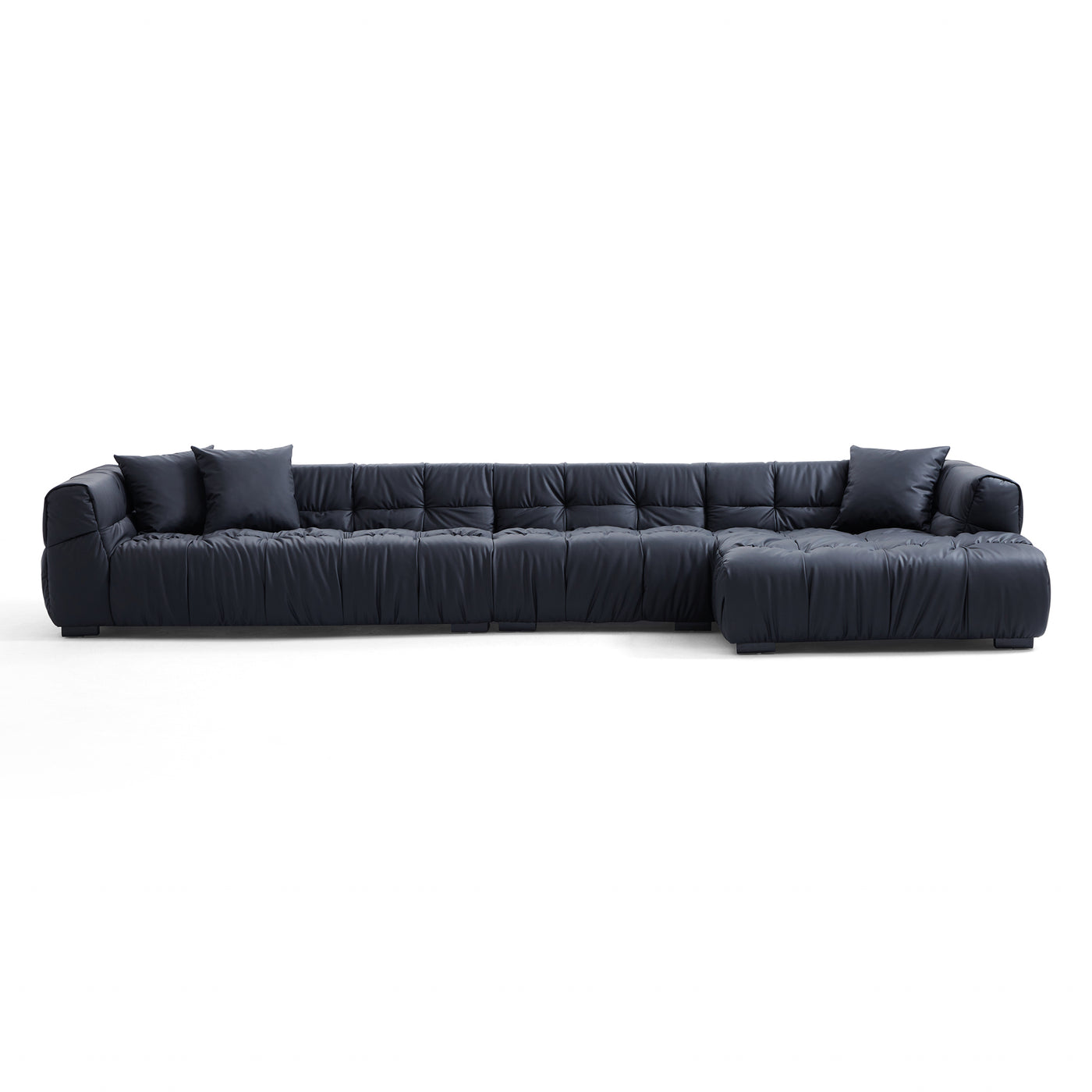 Boba Black Leathaire Sectional-Black-153.5″-Facing Right