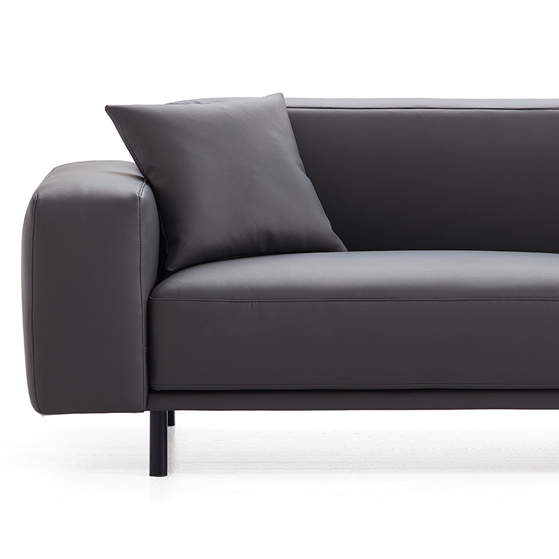Noble Dark Gray Leather Sofa And Ottoman-Dark Gray