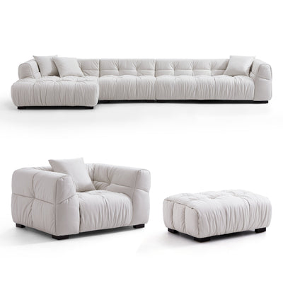 Boba Black Leathaire Sectional Set-White-153.5″-Facing Left