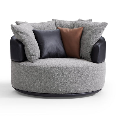 Luna Swivel Light Gray Boucle Fabric Lounge Chair-hidden