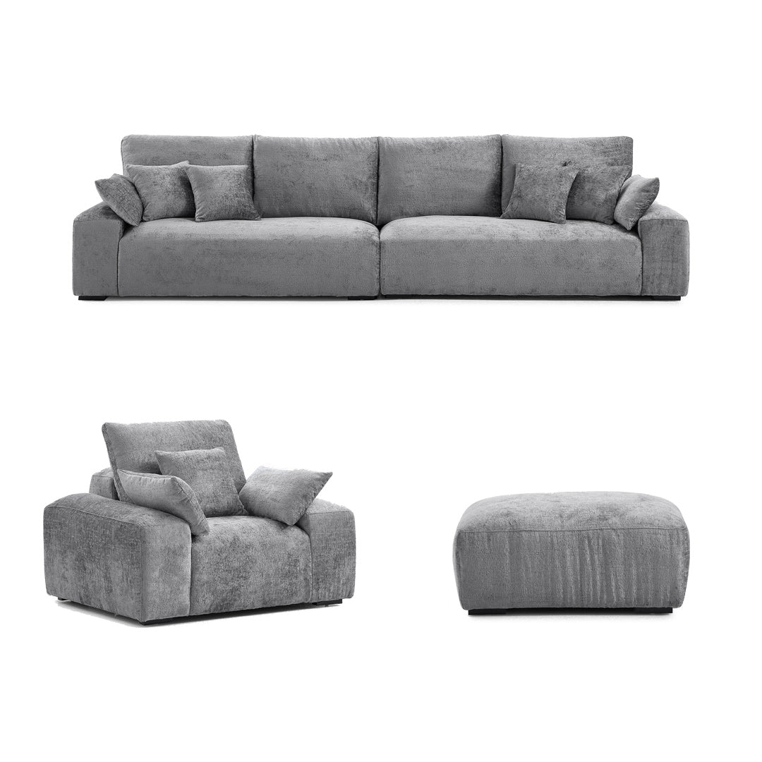 The Empress Yellow Sofa Set-Gray-140.1"