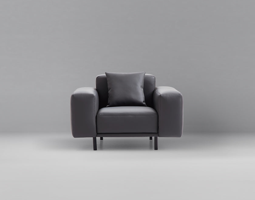 Noble Dark Gray Leather Armchair-hidden