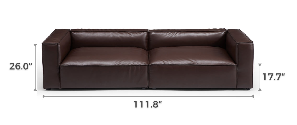 Luxury Minimalist Dark Brown Leather Daybed Sofa