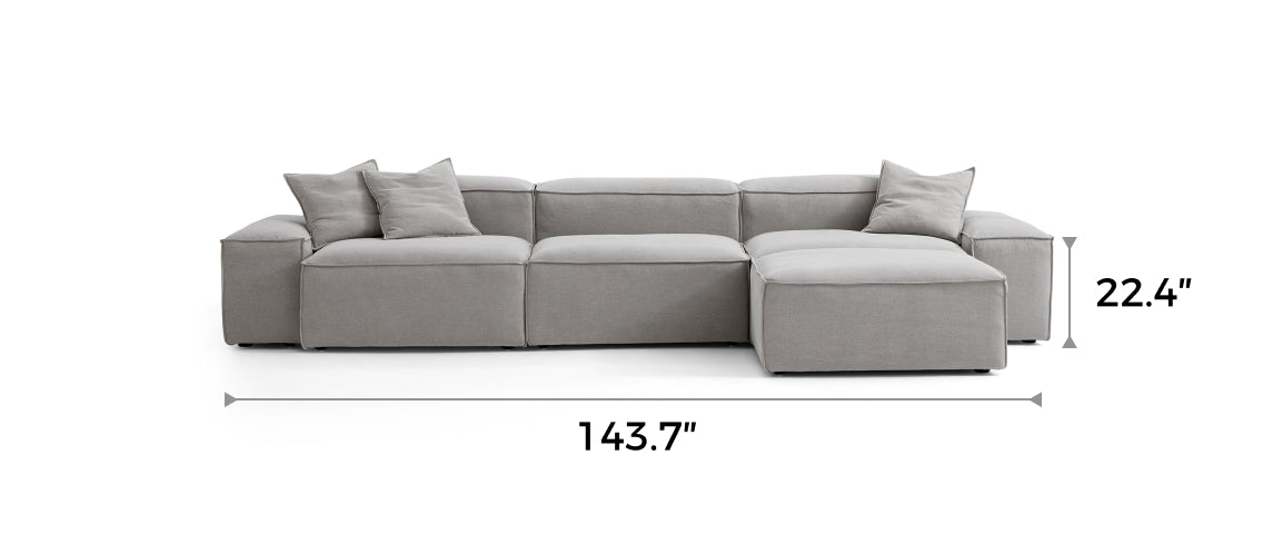 Freedom Modular New Gray Sofa with Ottoman