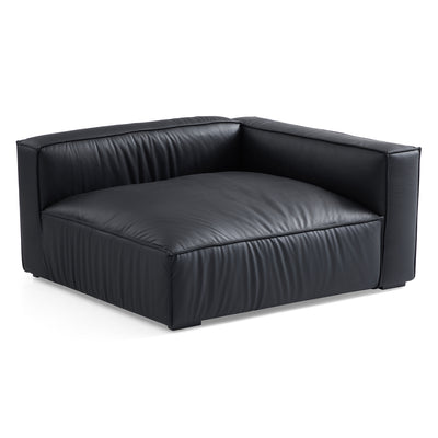 Luxury Minimalist Black Leather Sectional Set