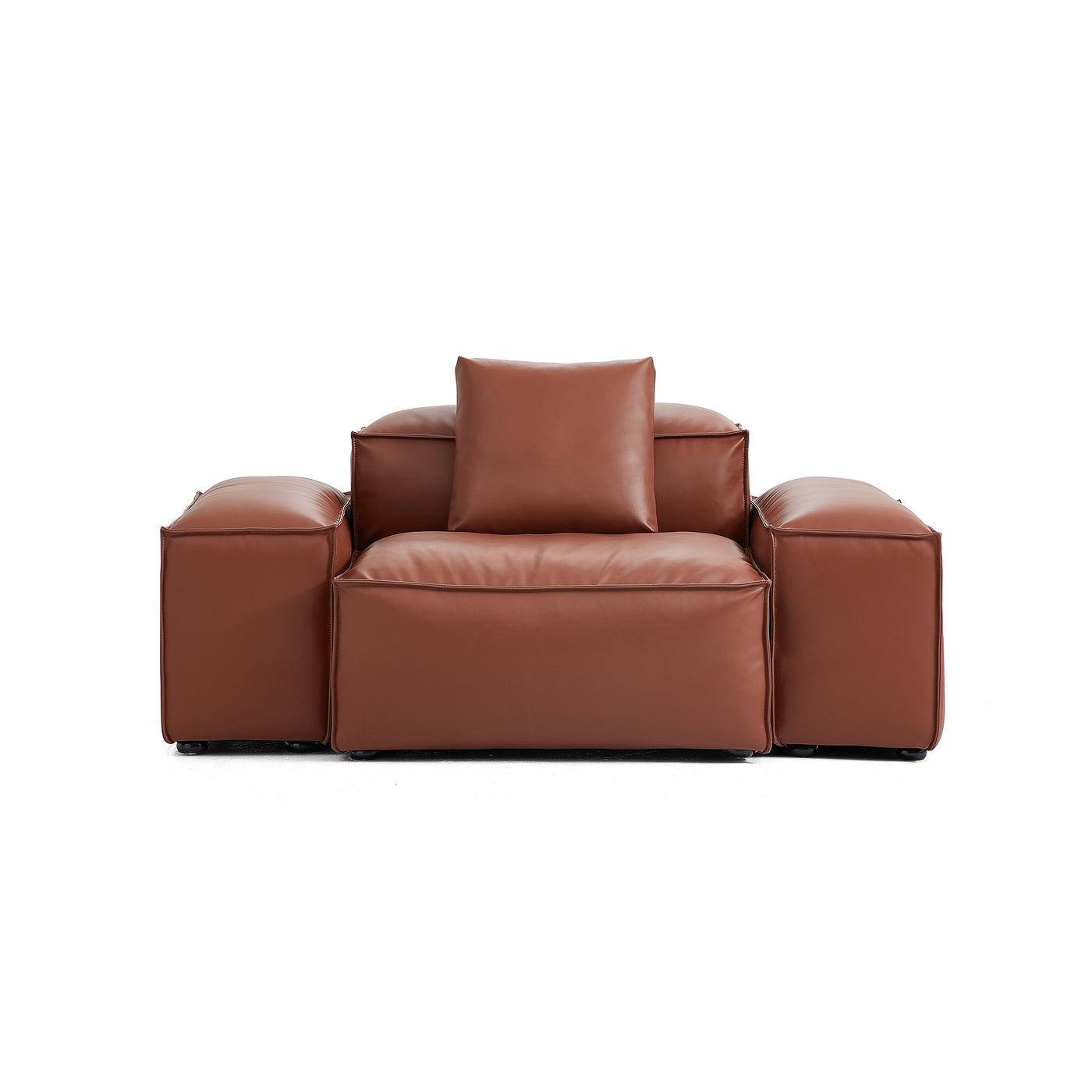 Flex Modular Brown Genuine Leather Armchair-Brown-68.1"-Low