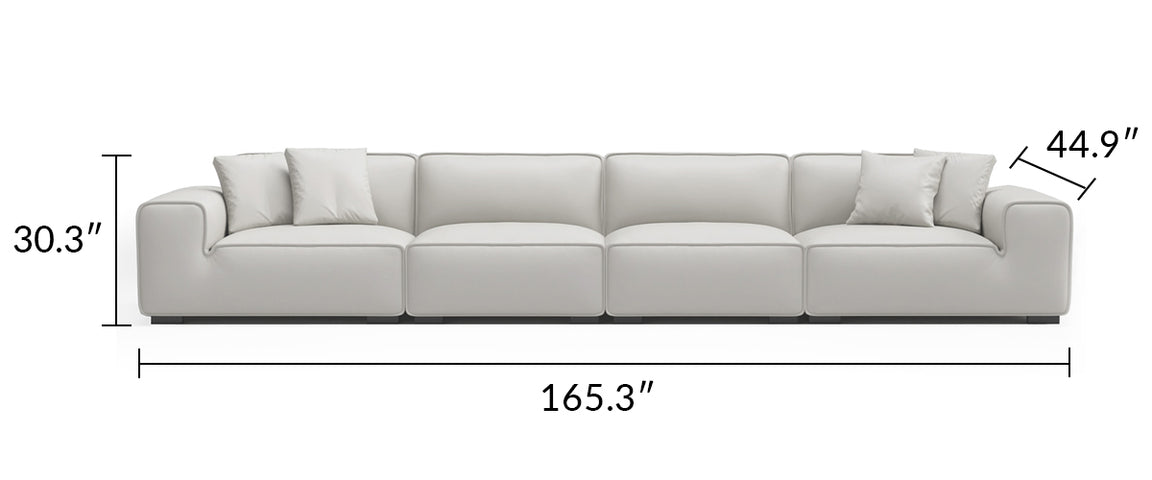 Domus Modular Black Leather Sofa