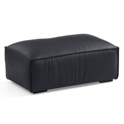 Luxury Minimalist Leather Black Sofa and Ottoman-Black