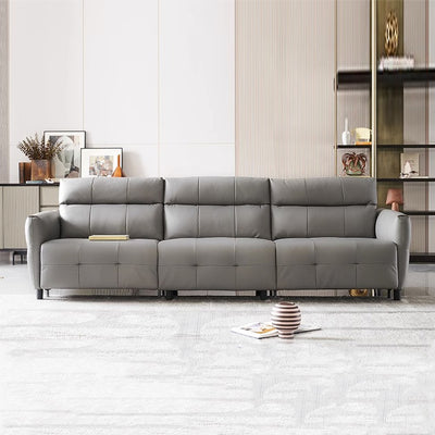 Lattice Charcoal Gray Leathaire Modular Recliner Sofa-Light Gray