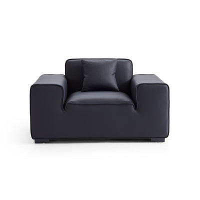 Domus Modular Black Leather Sofa Set-Black