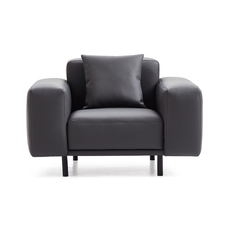 Noble Beige Leather Armchair-Dark Gray