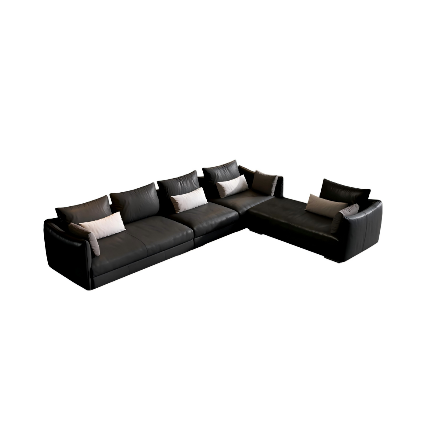 Lennox Plush Leather Sectional With Side Table