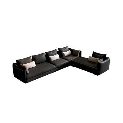 Lennox Plush Leather Sectional With Side Table