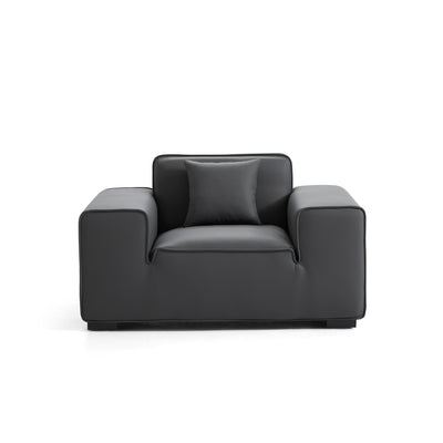 Domus Modular Beige Leather Armchair-Dark Gray