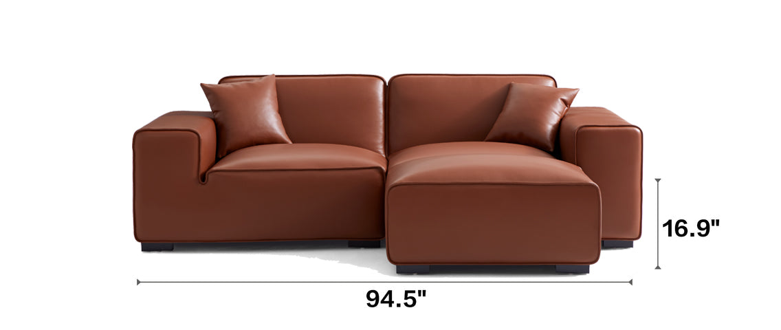 Domus Modular Brown Leather Sofa and Ottoman