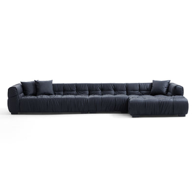 Boba Black Leathaire Sectional Set-Black-153.5″-Facing Right