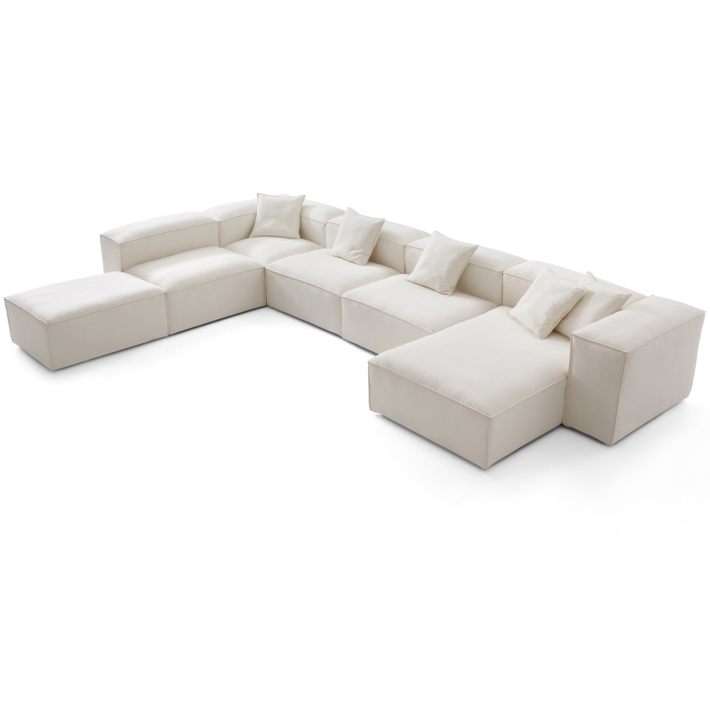 Freedom Modular Beige Open End Sectional Sofa-Beige-181.1"-High