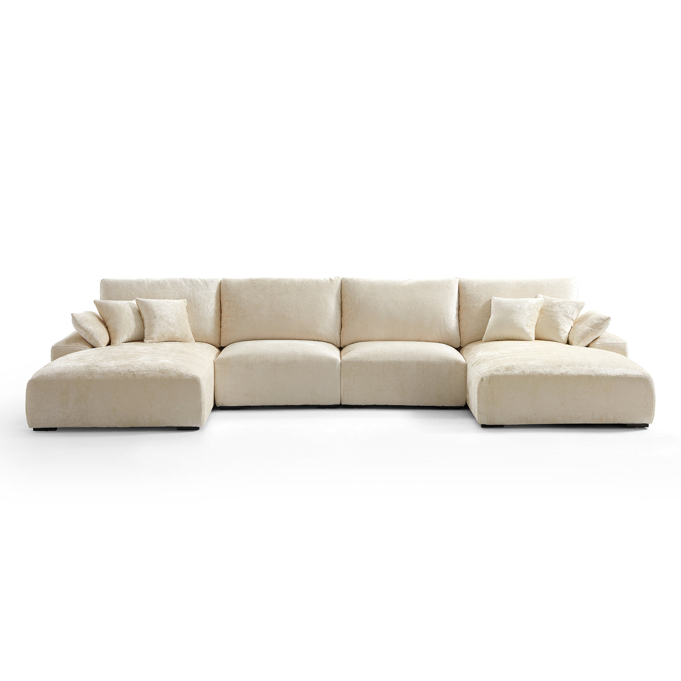 The Empress Navy Blue U Shaped Sectional-Beige-161.4"