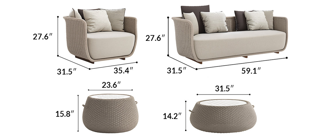 Laguna Outdoor Wicker Sofa Set with Cushions