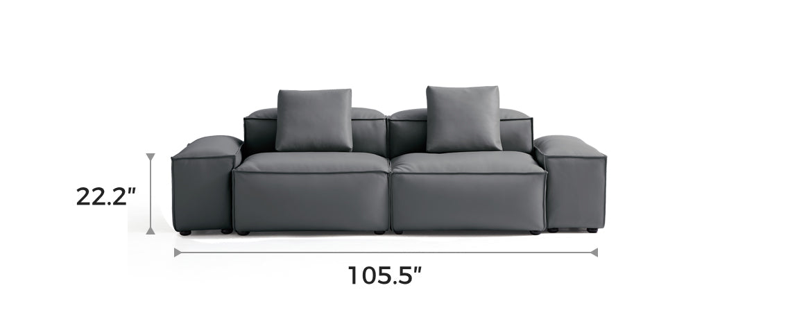 Flex Modular Dark Gray Genuine Leather Sofa