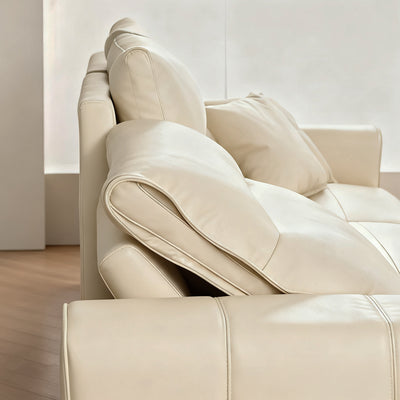 Louis Leather Power Recliner Sofa-Beige