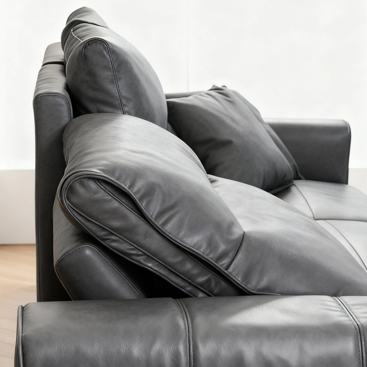 Louis Leather Power Recliner Sofa-Gray