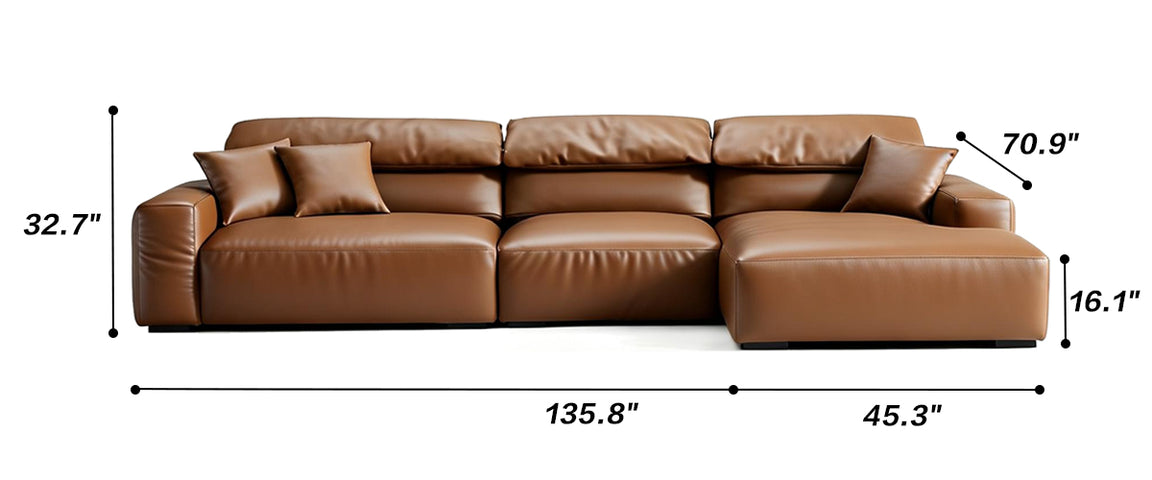 Chestnut Tan Leather Sectional