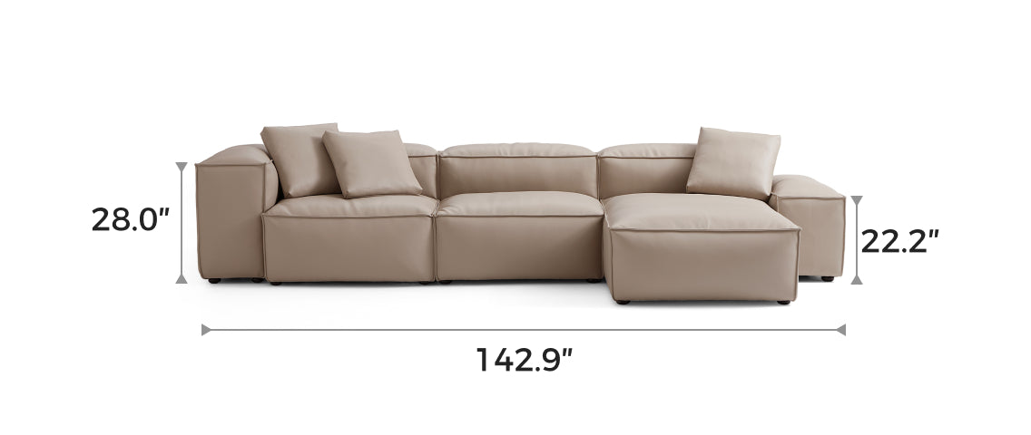 Flex Modular Khaki Genuine Leather Double-Sided Sectional