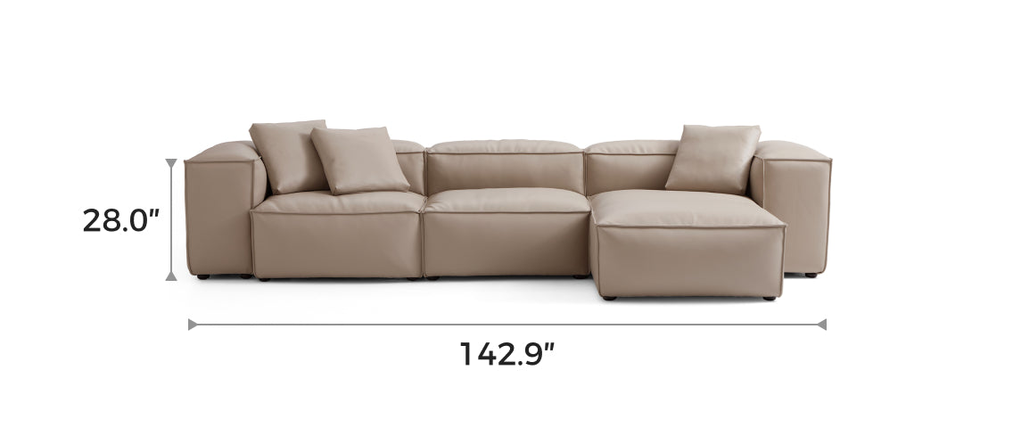 Flex Modular Khaki Genuine Leather Double-Sided Sectional