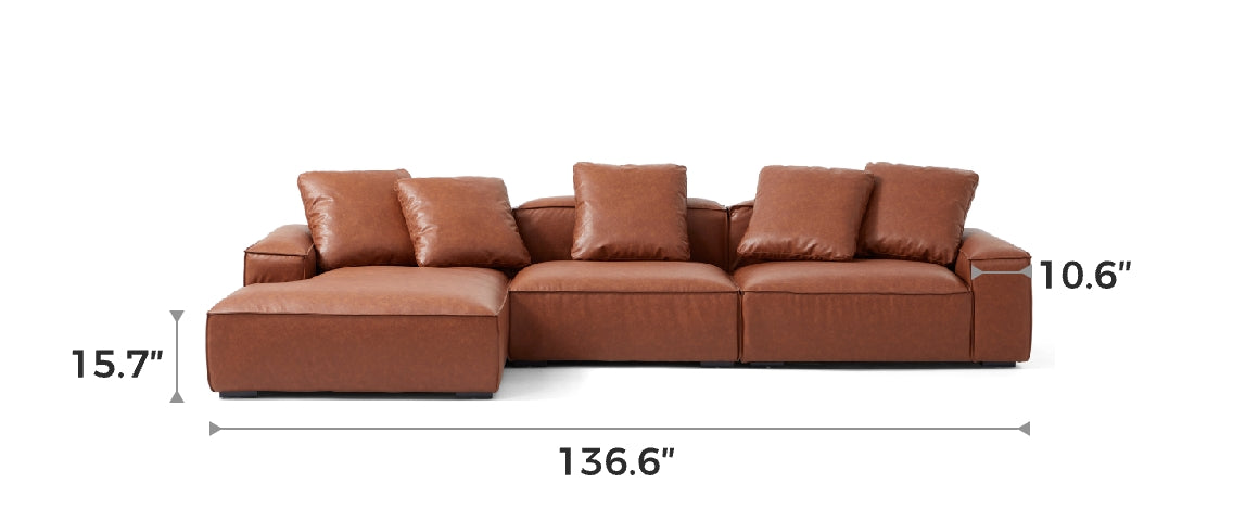 Garvon Vintage Reddish Brown Leathaire Sectional