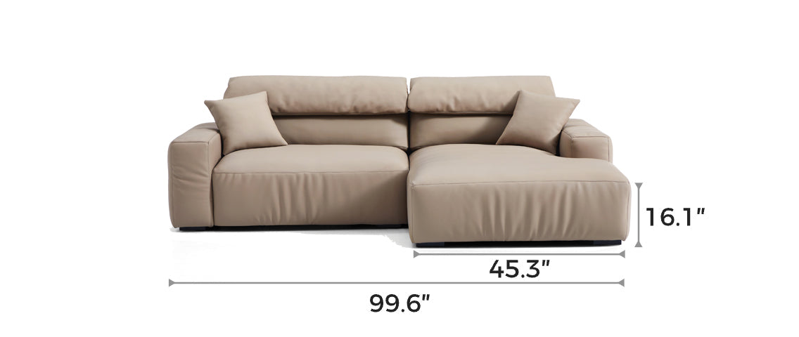 Chestnut Khaki Leather Sectional