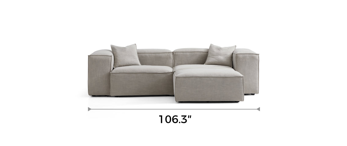 Freedom Modular New Gray Sofa with Ottoman