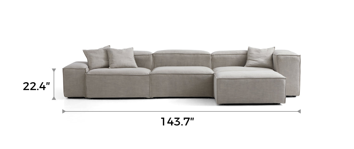 Freedom Modular New Gray Sofa with Ottoman