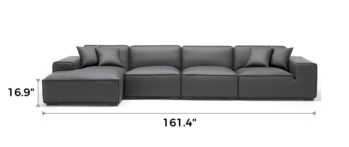 Domus Modular Dark Gray Leather Sectional Sofa