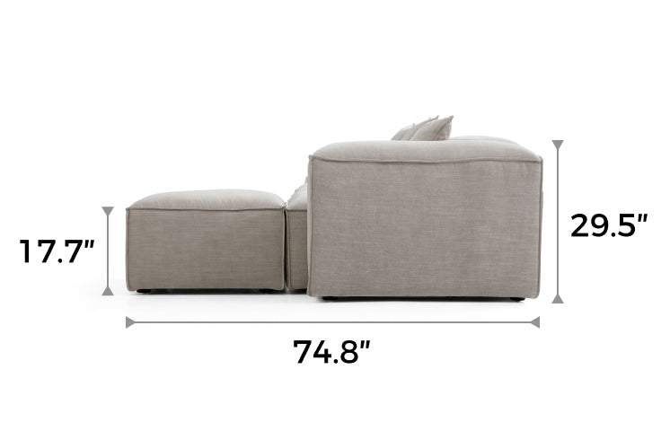 Freedom Modular New Gray Sofa with Ottoman