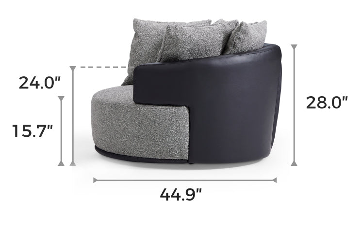 Luna Swivel Light Gray Boucle Fabric Lounge Chair