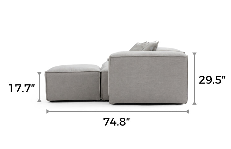 Freedom Modular New Gray Sofa with Ottoman