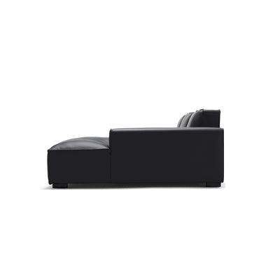 Domus Modular Brown Leather Double Chaise Sectional-Black