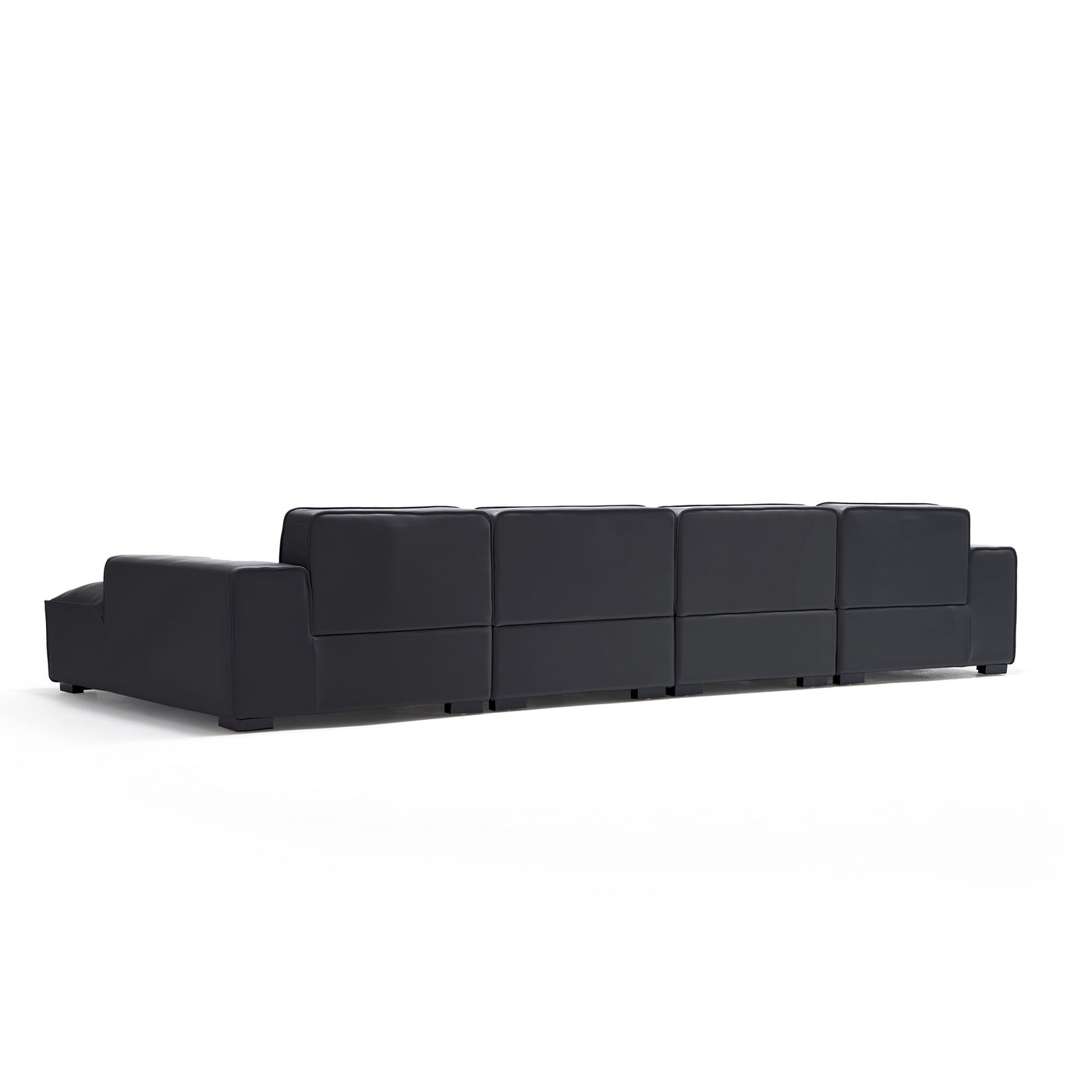 Domus Modular Khaki Leather U Shaped Sectional Sofa-Black