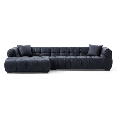 Boba Cream Leathaire Sectional Set-Black-118.1″-Facing Left