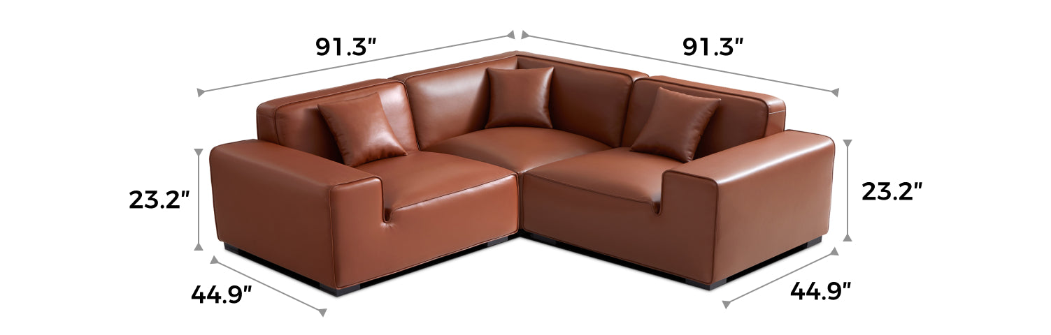 Domus Modular Brown Leather L-Shaped Sectional