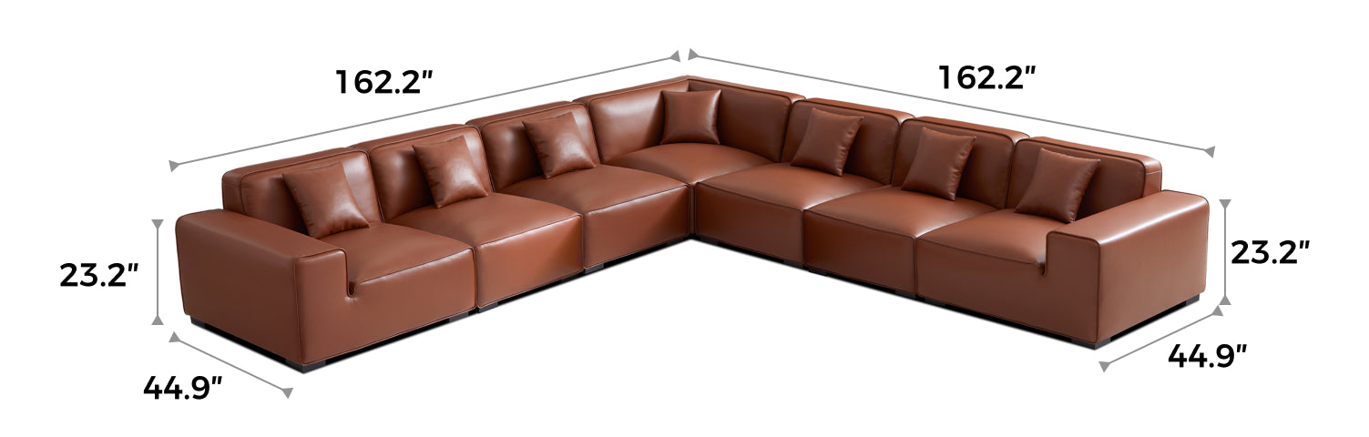 Domus Modular Brown Leather L-Shaped Sectional